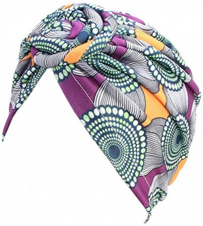 Skullies & Beanies Women Pleated Twist Turban African Printing India Chemo Cap Hairwrap Headwear - Green - CJ18RQ774A0 $18.89