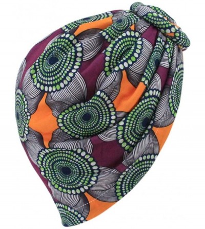 Skullies & Beanies Women Pleated Twist Turban African Printing India Chemo Cap Hairwrap Headwear - Green - CJ18RQ774A0 $9.45