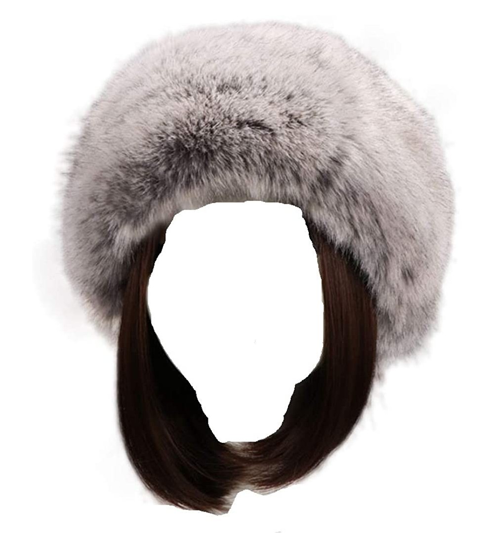 Cold Weather Headbands Women's Faux Fur Headband Soft Winter Cossack Russion Style Hat Cap - Smoke Grey - CV18L8G38CZ $12.96