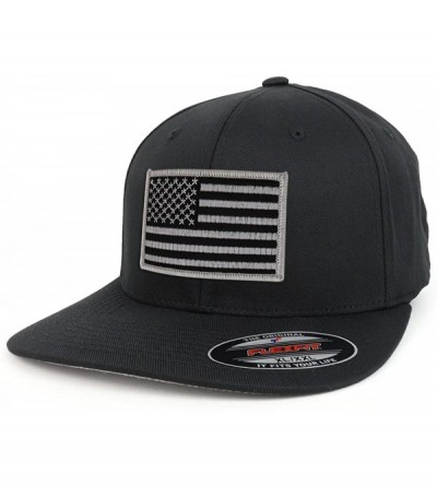 Baseball Caps XXL USA American Flag Embroidered Iron On Patch Flexfit Cap - Blk Gry - CH18DQ6MRAR $36.02