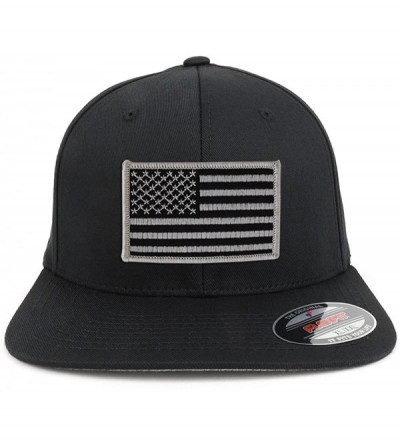 Baseball Caps XXL USA American Flag Embroidered Iron On Patch Flexfit Cap - Blk Gry - CH18DQ6MRAR $23.70