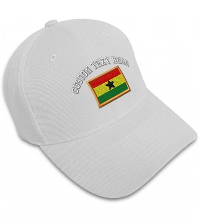 Baseball Caps Custom Baseball Cap Ghana Embroidery Dad Hats for Men & Women Strap Closure - White - C218SDK7G5C $25.67