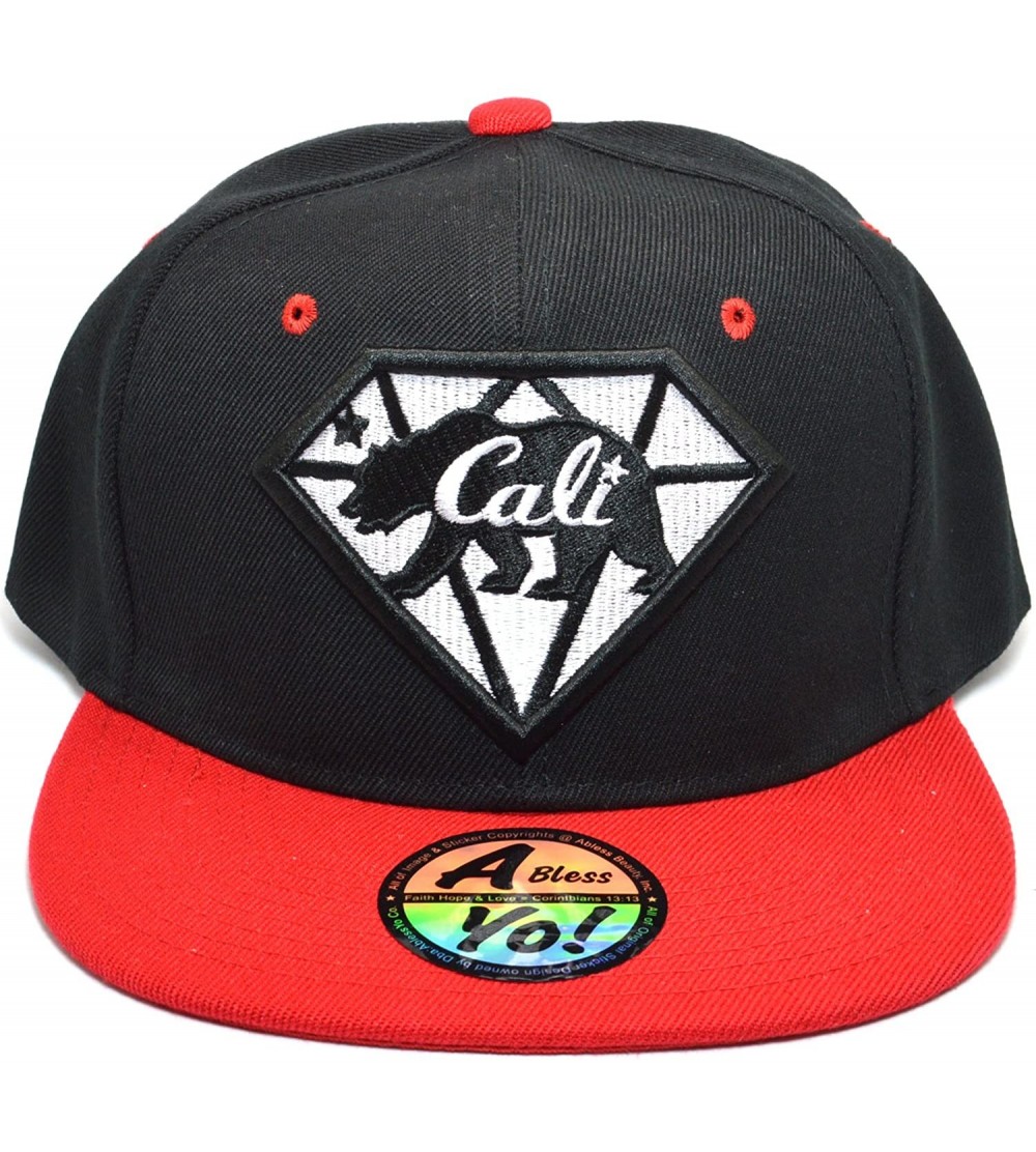 Baseball Caps Diamond Cali Bear Flat Hot Snapback Twill Bill Cap Baseball Hat AYO1090 - Black / Red - CA18C87LZSM $16.68