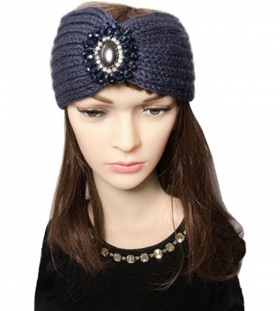 Cold Weather Headbands Retro Bohemian Beads Cable Knitted Winter Turban Ear Warmer Headband - Beige Grey - CT189N3CXO7 $9.28