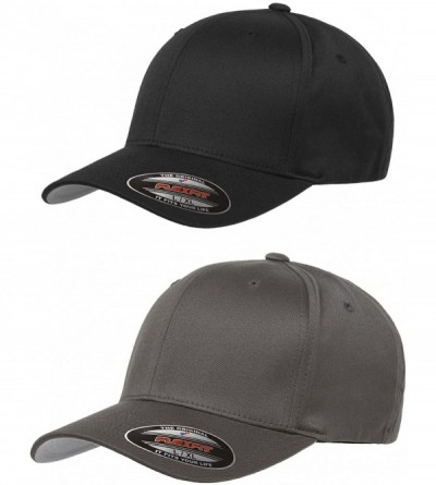 Baseball Caps Unisex Wooly Combed Twill Cap (6277) 2-Pack (XL/XXL- Black & Dark Gray) - C112EZOQMWN $29.80