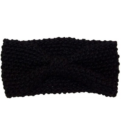 Cold Weather Headbands Adult Crochet Bow Knot Headband/Ear Warmer (One Size) - Black - CS11OZ4I31H $21.93