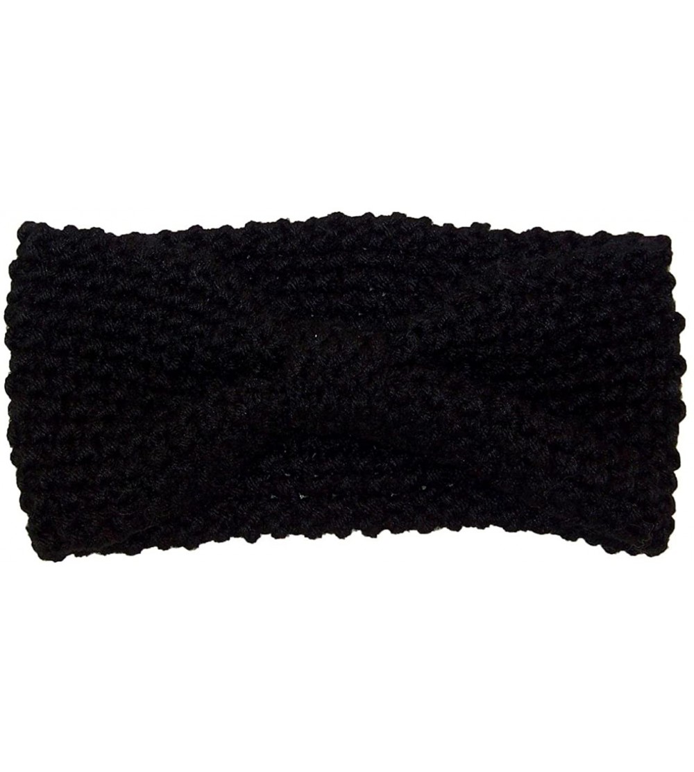 Cold Weather Headbands Adult Crochet Bow Knot Headband/Ear Warmer (One Size) - Black - CS11OZ4I31H $9.50
