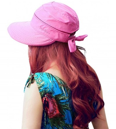 Sun Hats Sun Hats for Women with UV Protection Wide Brim Sun Hat Visor Summer Beach Outdoor Foldable Womens Cap - Rose - C518...