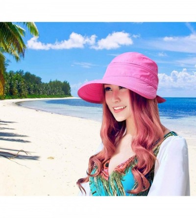 Sun Hats Sun Hats for Women with UV Protection Wide Brim Sun Hat Visor Summer Beach Outdoor Foldable Womens Cap - Rose - C518...