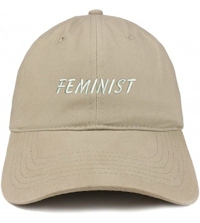 Baseball Caps Feminist Embroidered Brushed Cotton Adjustable Cap - Khaki - CR18CSGKMWM $21.33