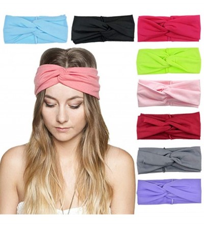Headbands 8 Pack Women's Headbands Headwraps Hair Bands Bows Hair Accessories - ZE 8 Pack Cross - CK183IYYSK7 $35.26