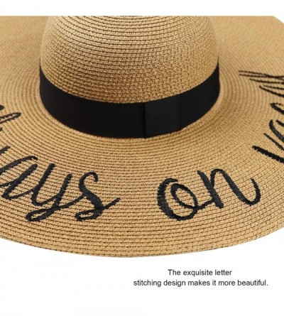 Sun Hats Womens Bowknot Straw Hat Foldable Beach Sun Hat Roll up UPF 50+ - Ae Always on Vacay - Khakiv - CC18TR970YW $19.95