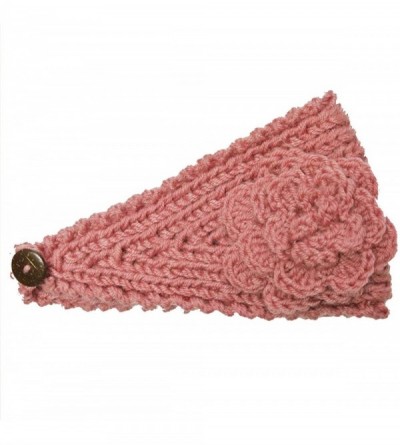 Cold Weather Headbands Winter Hand Knit Floral Headband - Pink - C411IDVGOQ9 $7.97
