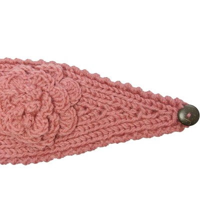Cold Weather Headbands Winter Hand Knit Floral Headband - Pink - C411IDVGOQ9 $7.97