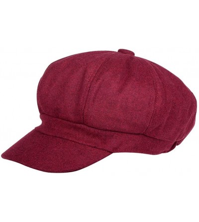 Newsboy Caps Women Girl Newsboy Peaked Beret Hat Warm Cloche Flat Caps - Classic Wine Red - C012MWXUY0O $16.20