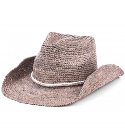Sun Hats Women's Sierra Crochet Raffia Sun Hat with Gold Shimmer- Rated UPF 30 for Sun Protection - Khaki/Silver - CA1868Z6XU...