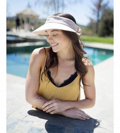 Sun Hats Womens Summer Packable UV Protective Wide Brim UPF 50+ Sun Visor Hat - Beige - CZ18D5QRTDK $10.38