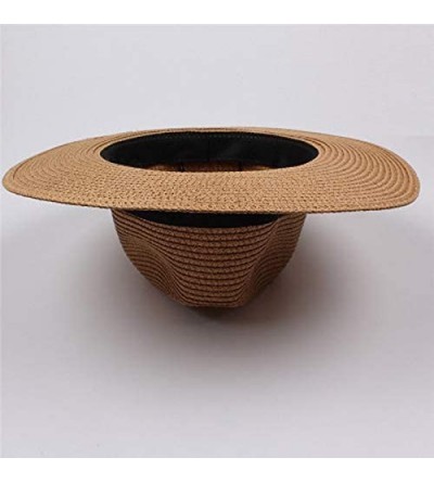 Sun Hats Floppy Hats for Women Wide Brim Fedora Hat As Beach Hat for Summer Panama Straw Roll Up Sun Hats - CE195KHZX85 $20.90