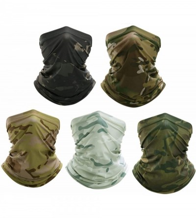 Balaclavas 5 Pack Unisex Sun UV Protection Anti Dust Neck Gaiter Mask Face Cover Bandana - Camouflage - CU1987CQCEN $43.33