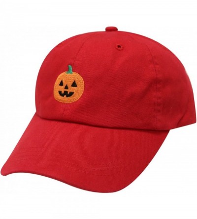 Baseball Caps Halloween Pumpkin Cotton Baseball Dad Caps - Red - CY12M1OAFO9 $22.99