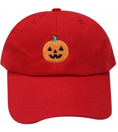 Baseball Caps Halloween Pumpkin Cotton Baseball Dad Caps - Red - CY12M1OAFO9 $14.80