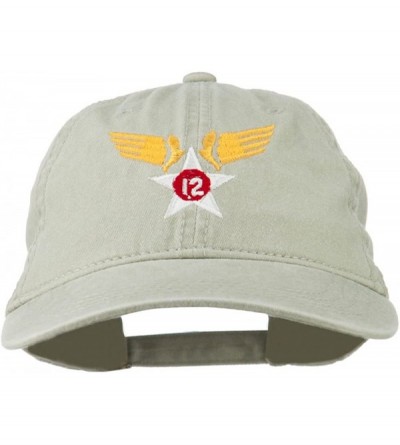 Baseball Caps 12th Air Force Badge Embroidered Washed Cap - Stone - CW11QLM5VTN $24.64