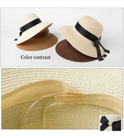 Sun Hats The New Womens Straw Hat Floppy Foldable Roll up Beach Cap Sun Hat - 06white - CK189ZK0KEK $10.48