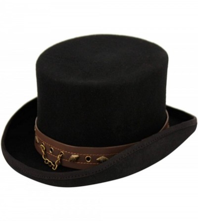 Fedoras Men's Steampunk Top Wool Felt Hat - He62blk - CO18TSIU28U $117.08