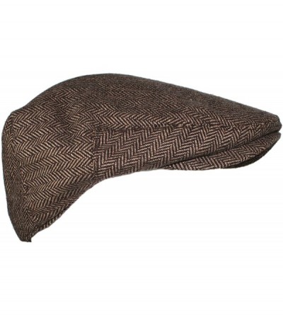 Newsboy Caps Street Easy Herringbone Driving Cap with Quilted Lining - Brown and Tan - CW121L9W65R $15.71