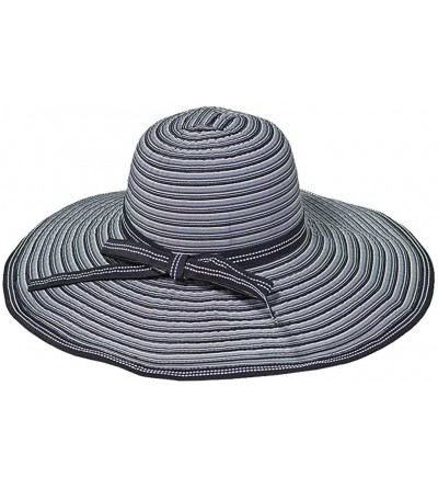 Sun Hats Striped Ribbon Crusher Travel Hat with 5 inch Brim - HS360 - Black - CH112UAMIS1 $14.21