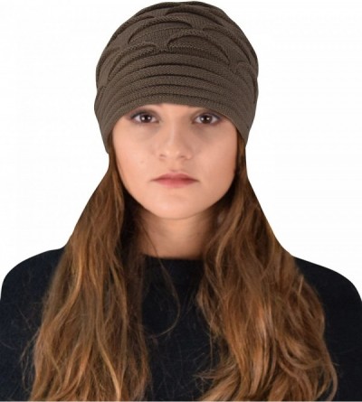 Skullies & Beanies Winter Warm Soft Knitted Baggy Beanie Slouchy Hat Skull Cap - Taupe - CA12N0GNZ87 $10.73