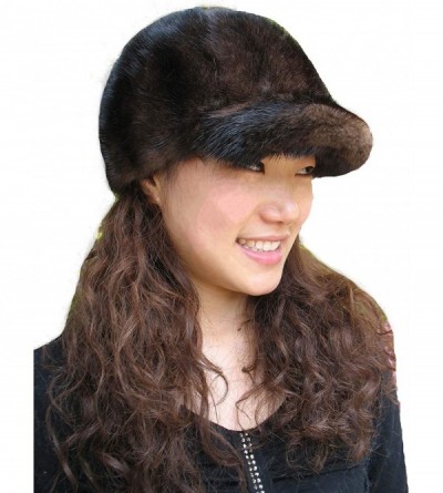 Newsboy Caps Real Mink Fur Hand-Made Hat Cap for Both Women and Men with Visor - Brown - C018NGKC25S $40.63