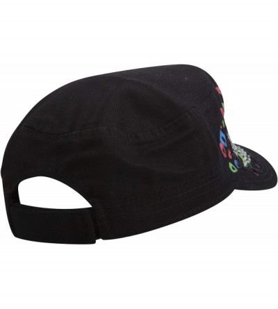 Baseball Caps Womens Print Adjustable Cadet Cap - Black - Flora - CV18UU9L9AT $12.35