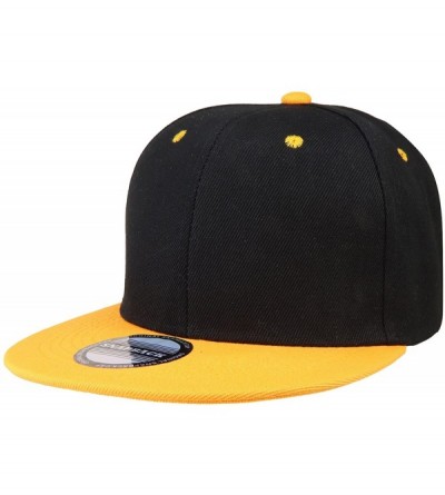 Baseball Caps Classic Snapback Hat Cap Hip Hop Style Flat Bill Blank Solid Color Adjustable Size - 1pc Black/Gold - CF18GN0IA...