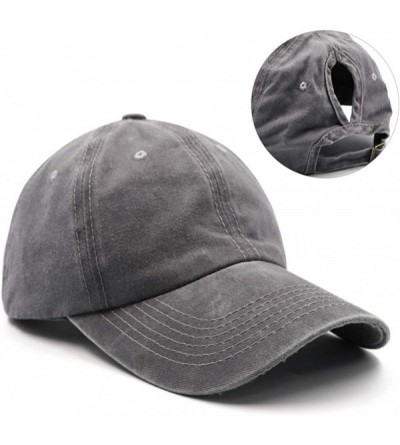 Baseball Caps Ponytail Unconstructed Washed Dad Hat Messy High Bun Ponycaps Plain Baseball Cap - Normal Grey - CY18Q6XOTDM $1...