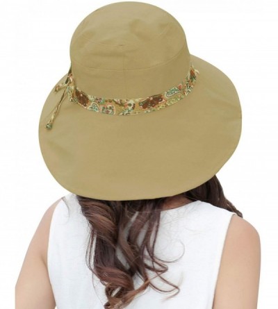 Sun Hats Sun Hats for Women Packable Sun Hat Wide Brim UV Protection Beach Sun Cap - Khaki - CR18CGUUH5U $10.96