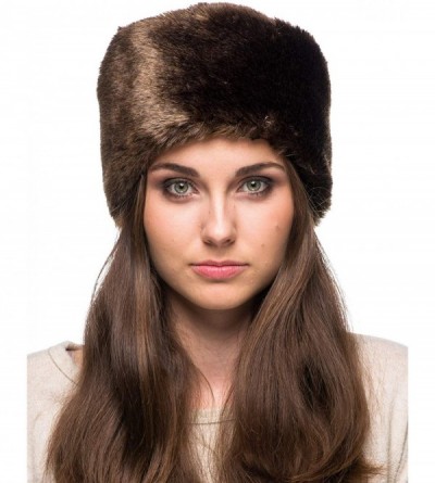 Bomber Hats Women's Fur Hat Russian Cossack Made of Faux Rabbit Fur - Brown - CL187Y7076M $19.94