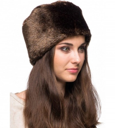 Bomber Hats Women's Fur Hat Russian Cossack Made of Faux Rabbit Fur - Brown - CL187Y7076M $19.94