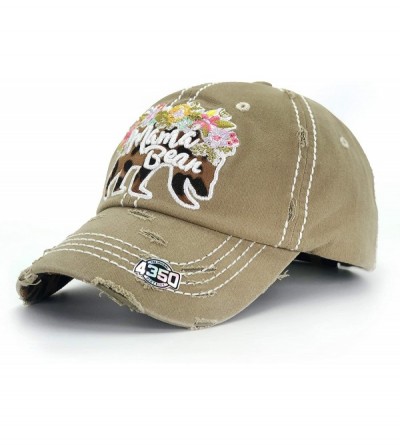 Baseball Caps Womens Baseball Cap Washed Distressed Vintage Adjustable Polo Style Dad hat - Khaki - CW18Y9ZTIDH $25.27