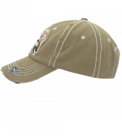 Baseball Caps Womens Baseball Cap Washed Distressed Vintage Adjustable Polo Style Dad hat - Khaki - CW18Y9ZTIDH $11.97