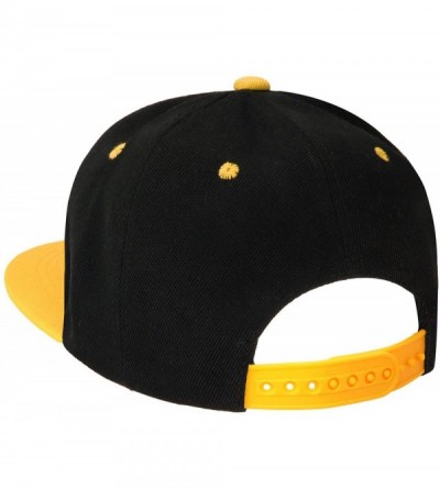 Baseball Caps Classic Snapback Hat Cap Hip Hop Style Flat Bill Blank Solid Color Adjustable Size - 1pc Black/Gold - CF18GN0IA...