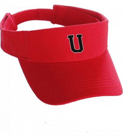 Baseball Caps Custom Sport Sun Visor Hat A to Z Initial Team Letters- Red Visor White Black - Letter U - C118GRZY6GD $12.19