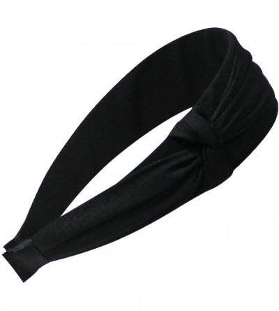 Headbands Romantic Side Knot Wide Chiffon Headband - Black - CY11DE781F9 $13.12