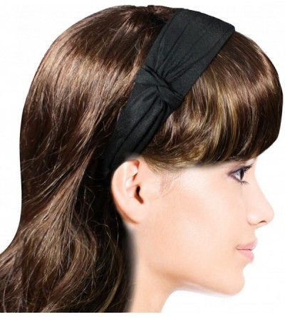 Headbands Romantic Side Knot Wide Chiffon Headband - Black - CY11DE781F9 $13.12