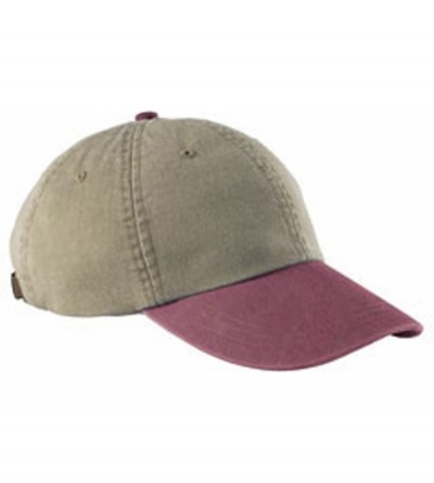 Baseball Caps 6-Panel Low-Profile Washed Pigment-Dyed Cap - Khaki/Black - CR12N5RJONE $19.04