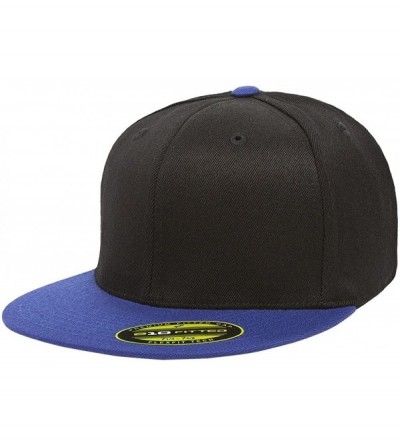 Baseball Caps Premium Flatbill Cap - Fitted 6210 - Black/Royal - CW11NZP3BQJ $20.92
