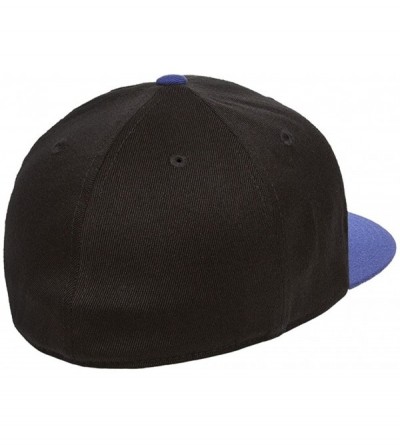 Baseball Caps Premium Flatbill Cap - Fitted 6210 - Black/Royal - CW11NZP3BQJ $20.92