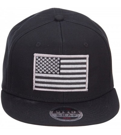 Baseball Caps Grey American Flag Patched Flat Snapback Cap - Black - C5126E9DLW1 $32.83
