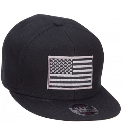 Baseball Caps Grey American Flag Patched Flat Snapback Cap - Black - C5126E9DLW1 $22.19