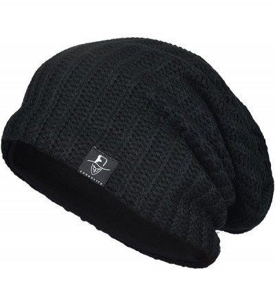 Skullies & Beanies Mens Slouchy Long Oversized Beanie Knit Cap for Summer Winter B103 - B019-black - C21885U9KRU $10.16